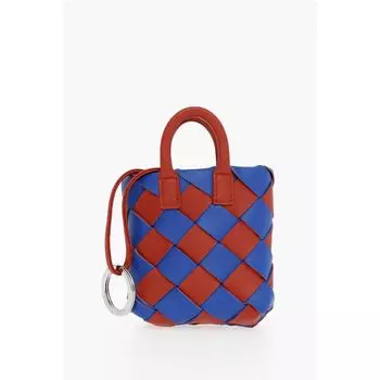 Двухцветная плетеная мягкая кожаная подвеска в форме сумки Bottega Veneta, Blue
