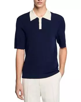 Двухцветная поло-рубашка Sandro, синий