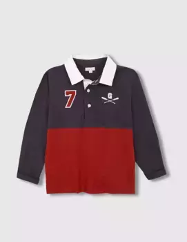 Двухцветная рубашка-поло для мальчика с саржевым воротником Gocco, красный