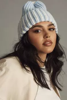 Двухцветная шапка массивной вязки от Anthropologie, светло-фиолетовый