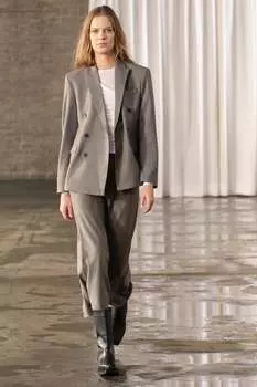 Двухцветная шерстяная юбка ZARA, темно-серый