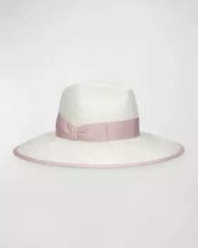 Двухцветная соломенная шляпа Sophie с большими полями Borsalino, цвет Bianco 7004 Cinta 0149 Silver Belly 149