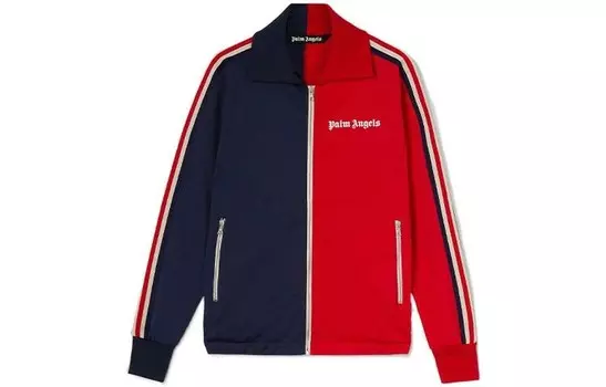 Двухцветная спортивная куртка Palm Angels, цвет Red and Blue Multicolor