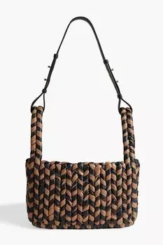 Двухцветная сумка через плечо Busket из плетеной веганской кожи NANUSHKA, коричневый