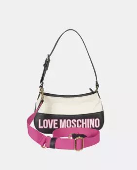 Двухцветная сумка через плечо на молнии и дополнительной ручке Love Moschino, фуксия
