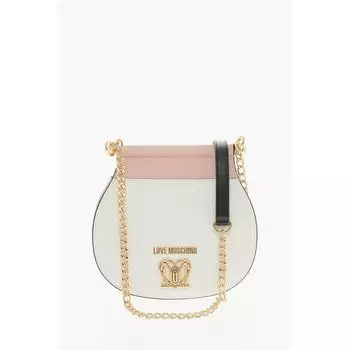 Двухцветная сумка из искусственной кожи LOVE с золотистым поворотным замком Moschino, белый