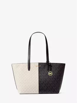 Двухцветная сумка-тоут Jet set среднего размера с логотипом Michael Kors, черный