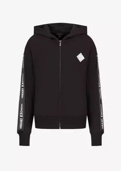 Двухцветная толстовка на молнии из мягкого модального джерси Armani Exchange, черный
