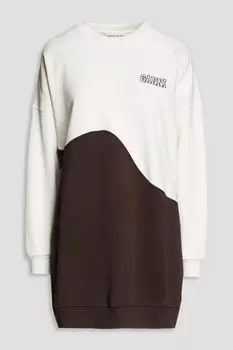Двухцветная толстовка оверсайз из органического хлопка и флиса GANNI, коричневый