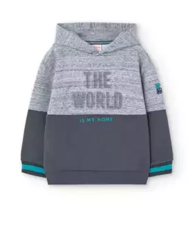 Двухцветная толстовка с капюшоном для мальчика Boboli, серый