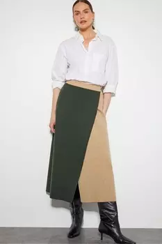 Двухцветная трикотажная юбка Nellie Monsoon, зеленый