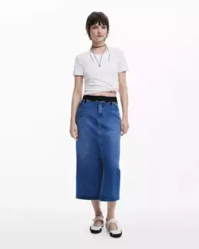 Двухцветная юбка миди Desigual, синий