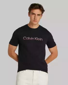 Двухцветная вышитая футболка Calvin Klein, черный