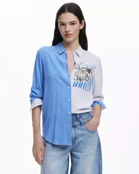 Двухцветная женская рубашка Perfect Ride Desigual, синий