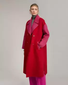 Двухцветное двубортное пальто из ткани Lola Casademunt, красный