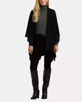 Двухцветное двустороннее женское пончо Lauren Ralph Lauren, черный