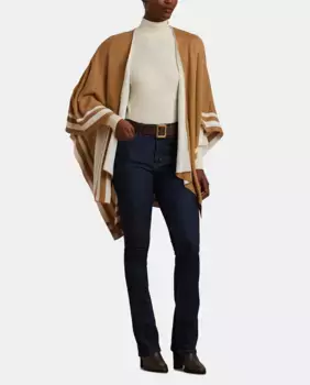 Двухцветное двустороннее женское пончо Lauren Ralph Lauren, светло-коричневый