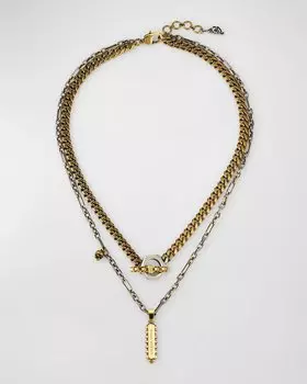 Двухцветное колье-цепочка в стиле панк Alexander McQueen, цвет Gold Multi