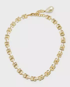Двухцветное колье с логотипом DG Dolce&Gabbana, цвет Gold