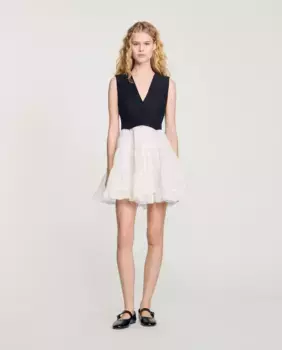 Двухцветное короткое платье Sandro, мультиколор