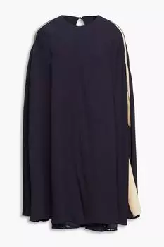 Двухцветное мини-платье из шелкового кади VALENTINO GARAVANI, нави