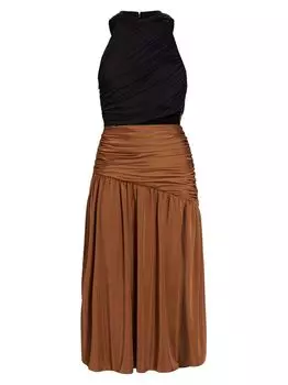 Двухцветное платье Nebula с рюшами H A R B I S O N, неро