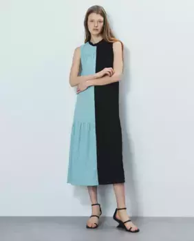 Двухцветное платье со вставками Sfera, синий