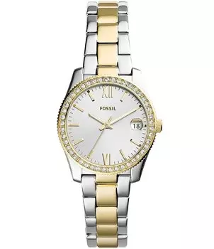 Двухцветные аналоговые часы с браслетом Fossil Scarlette с датой, мультиколор