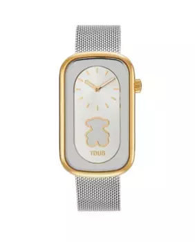 Двухцветные аналоговые часы T-Band Club для женщин с силуэтом медведя Tous, серебряный