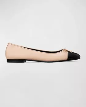 Двухцветные балетки с носком Tory Burch, цвет Rose Pink / Perfect Black