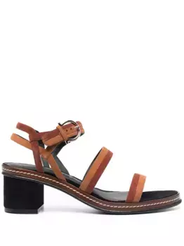 Двухцветные босоножки Ferragamo, коричневый