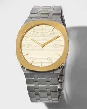 Двухцветные часы-браслет 25H, 34 мм Gucci, цвет Two Tone