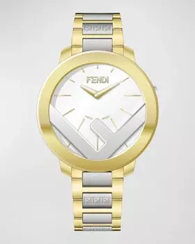 Двухцветные часы-браслет F is Fendi FF, 28 мм, цвет Bianco