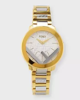 Двухцветные часы F Is Fendi 36 мм с ремешком-браслетом, цвет Argento Bianco