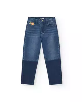 Двухцветные джинсы для мальчика с шлевками для ремня на талии Tuc tuc, синий