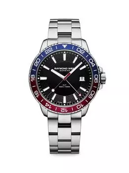 Двухцветные красно-синие часы Tango с браслетом из нержавеющей стали Raymond Weil, серебряный