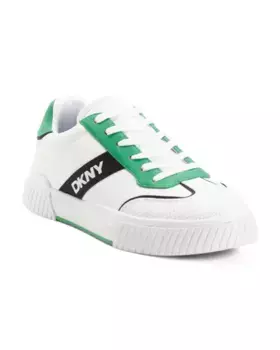 Двухцветные кроссовки с перфорированным мыском и логотипом по бокам Dkny, белый/зеленый