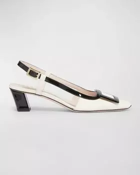 Двухцветные лакированные туфли Belle Vivier с пяткой на пятке Roger Vivier, цвет Cire/Nero