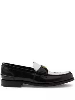 Двухцветные мокасины из матовой кожи Prada, черный