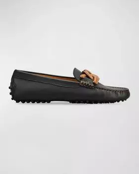 Двухцветные пенни-лоферы с цепочкой Gommini Tod's, цвет Black