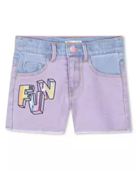 Двухцветные шорты для девочек с аппликациями из пайеток Billieblush, синий