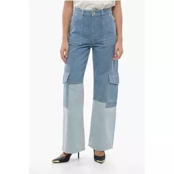 Двухцветные свободные джинсы карго 26 см Ganni, Blue