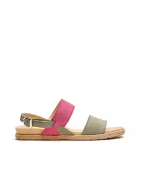 Двухцветные женские сандалии на плоской подошве CASTELL MENORCA, светло-зеленый