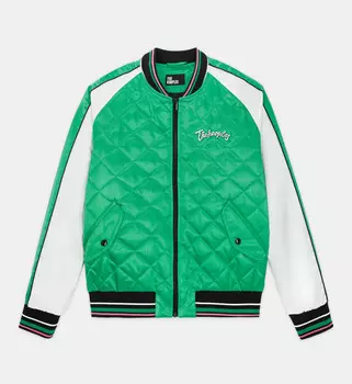 Двухцветный атласный жакет Тедди с вышивкой THE KOOPLES, цвет Green-White