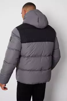 Двухцветный дождевик с капюшоном Threadbare, серый