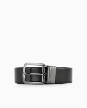 Двухцветный двусторонний кожаный мужской ремень Emporio Armani, черный