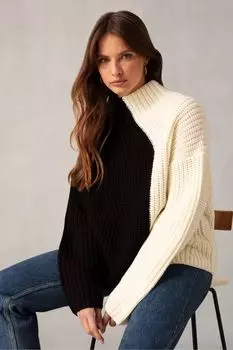 Двухцветный джемпер Ro&Zo, черный