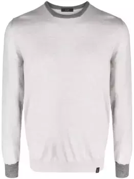 Двухцветный джемпер с нашивкой-логотипом Fay, серый