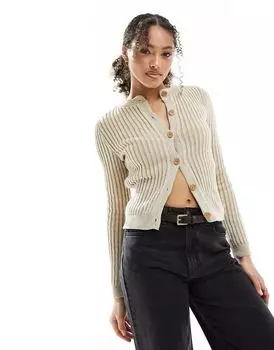 Двухцветный кардиган бежевого и светло-коричневого цветов ASOS DESIGN Miss Selfridge