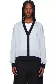 Двухцветный кардиган Comfort с нашивками Blue Baby Fox Maison Kitsun